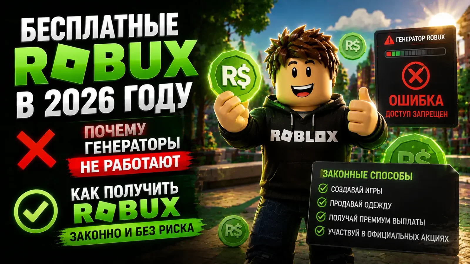 Бесплатные Robux в 2026 году: почему генераторы не работают и как получить валюту законно