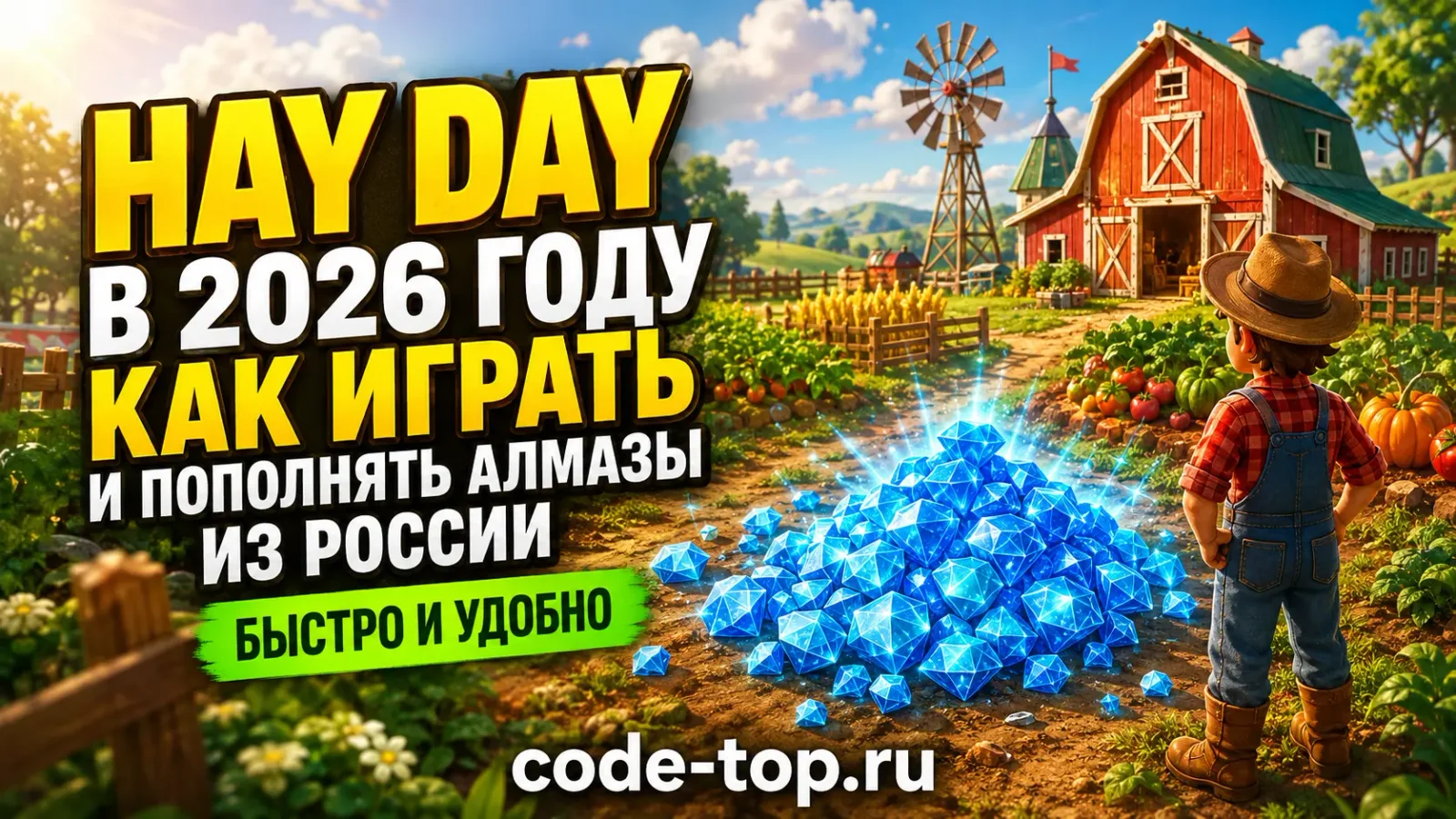 Hay Day в 2026 году: как играть и пополнять алмазы из России