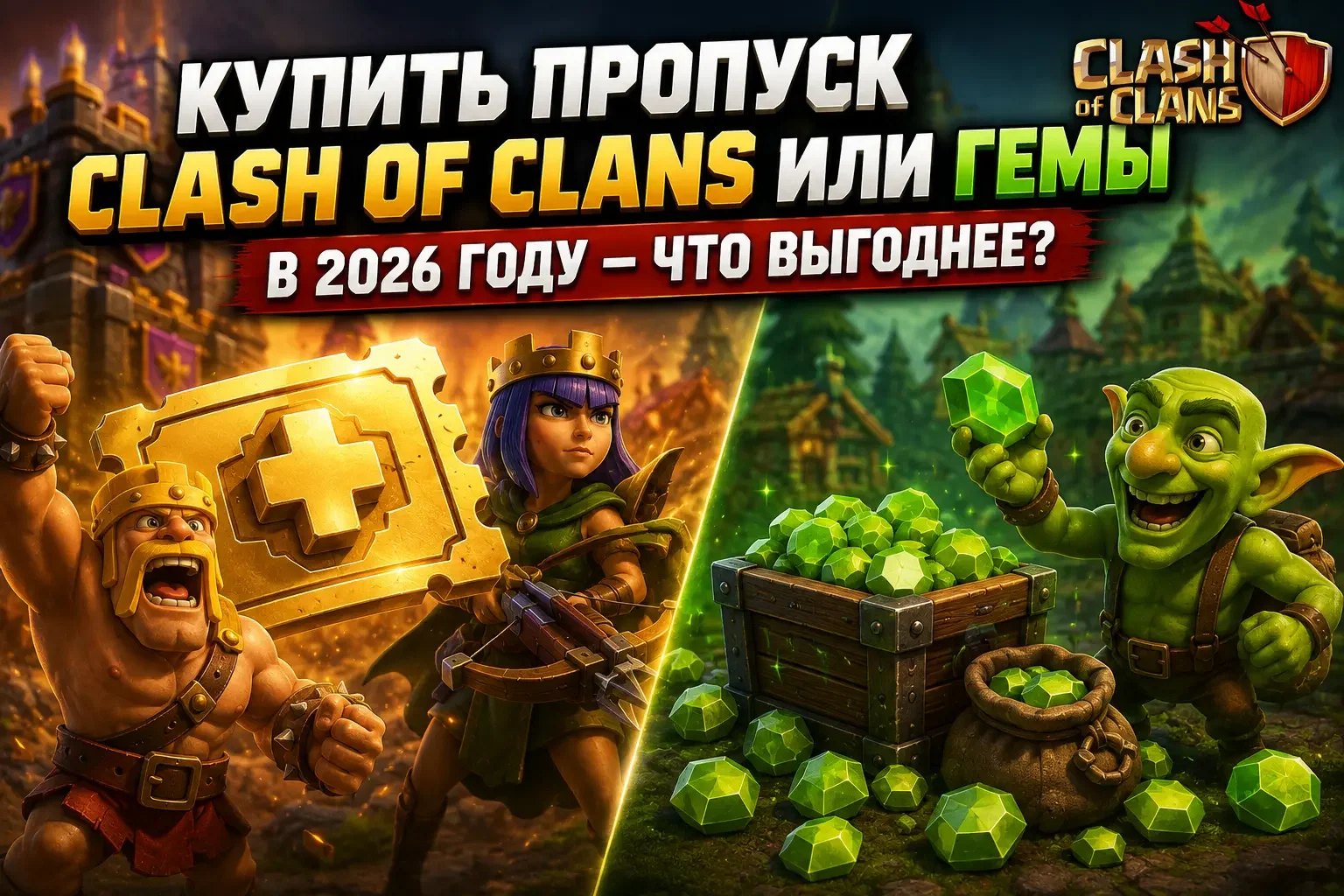 Купить пропуск Clash of Clans или гемы в 2026 году — что выгоднее