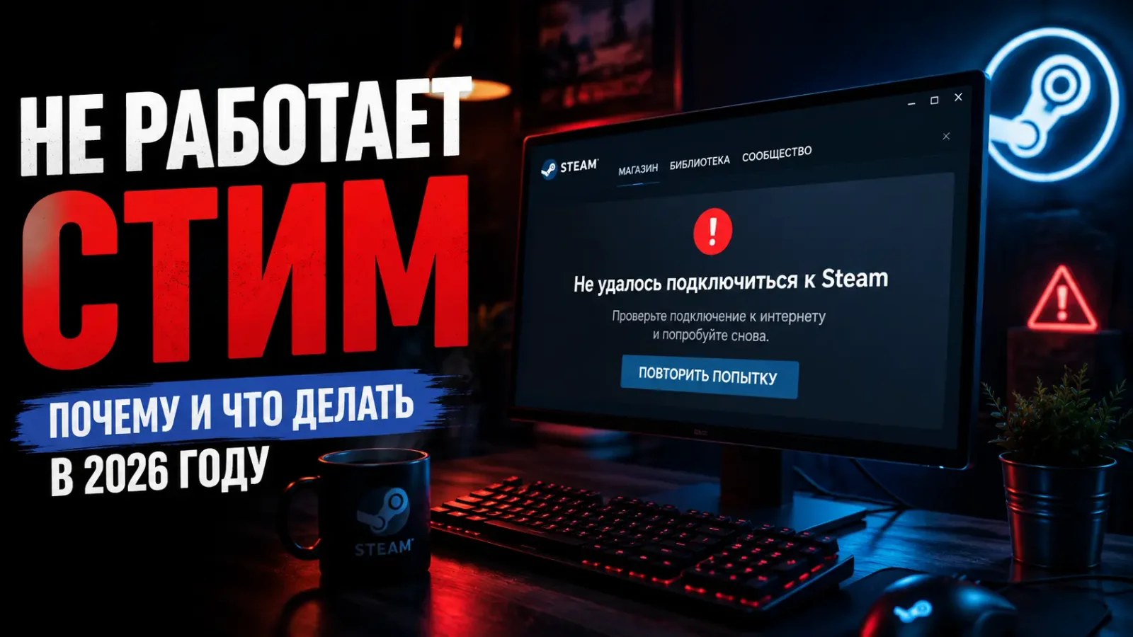 Не работает Стим — почему и что делать в 2026 году