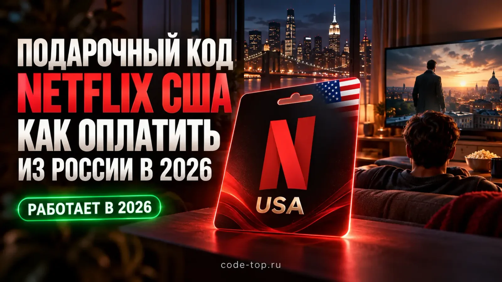 Подарочный код Netflix США: как оплатить подписку из России в 2026 году