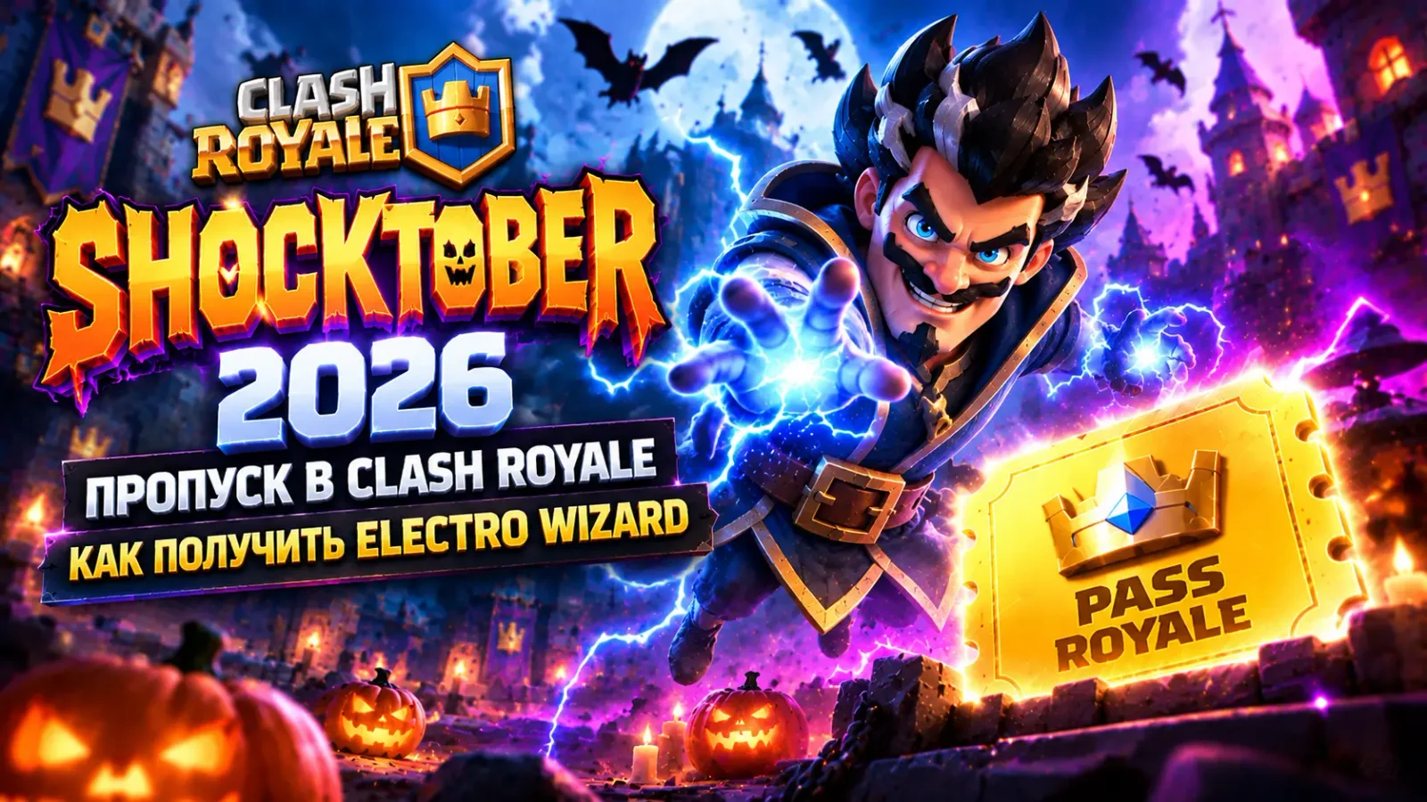 Пропуск в Clash Royale на Shocktober 2026: как получить Electro Wizard