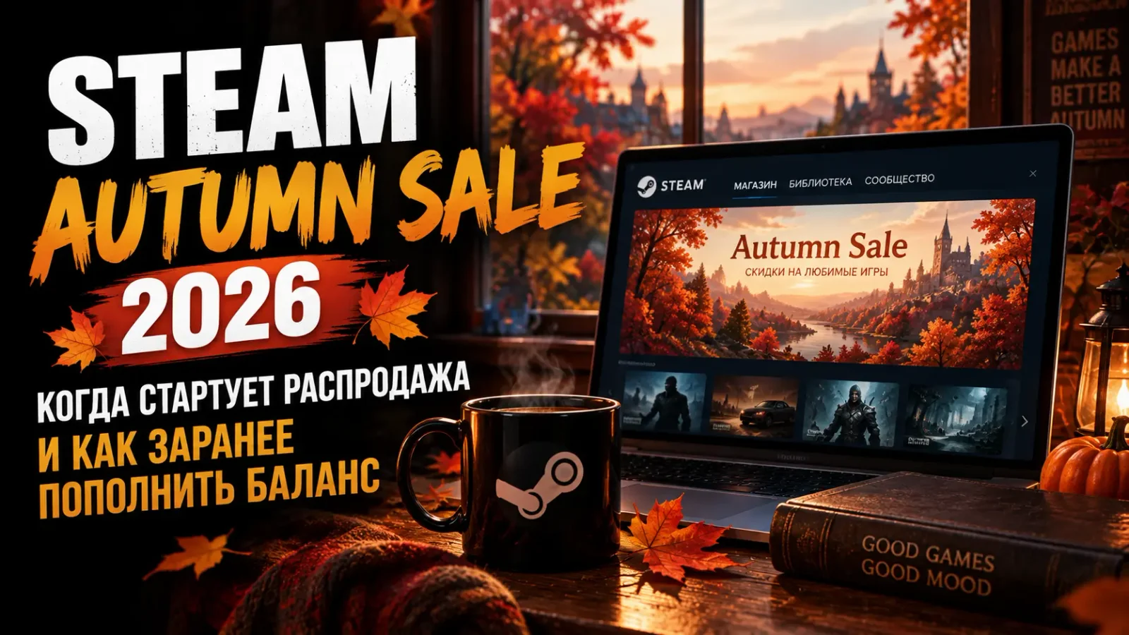 Steam Autumn Sale 2026: когда стартует распродажа и как заранее пополнить баланс