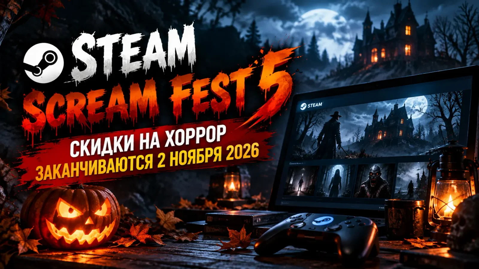 Steam Scream Fest 5: скидки на хоррор заканчиваются 2 ноября 2026