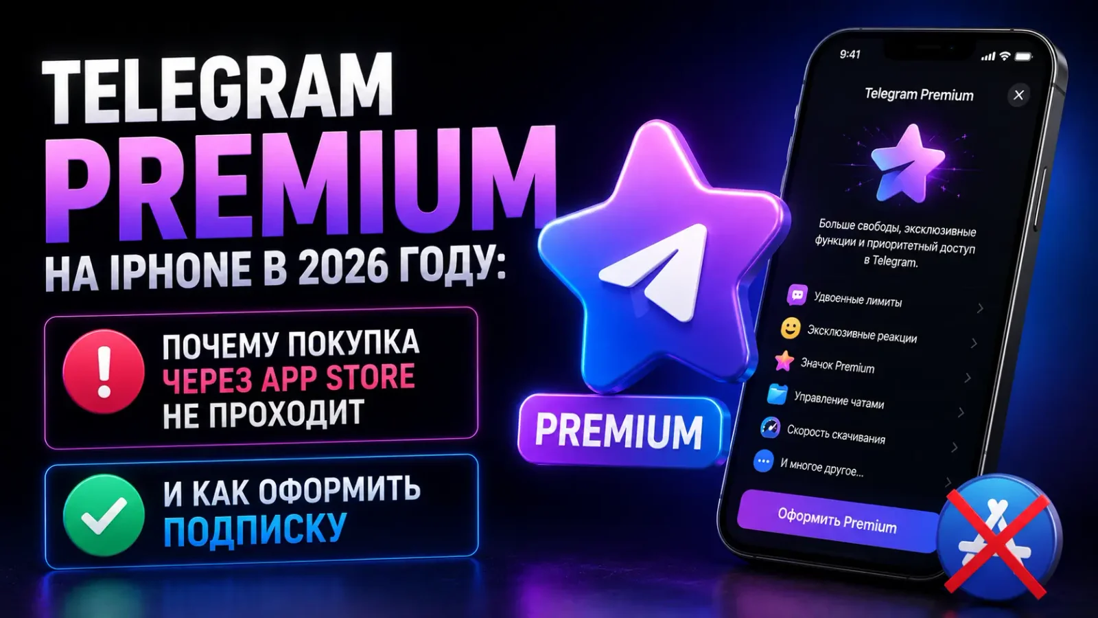 Telegram Premium на iPhone в 2026 году: почему покупка через App Store не проходит и как оформить подписку