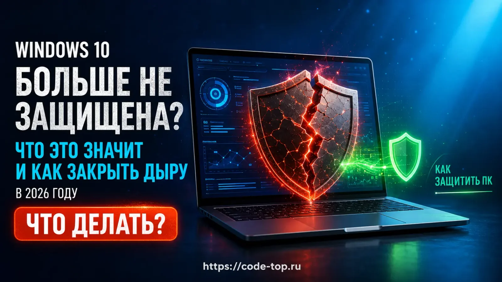 Обложка: Windows 10 больше не защищена в 2026 году — что делать и как защитить ПК